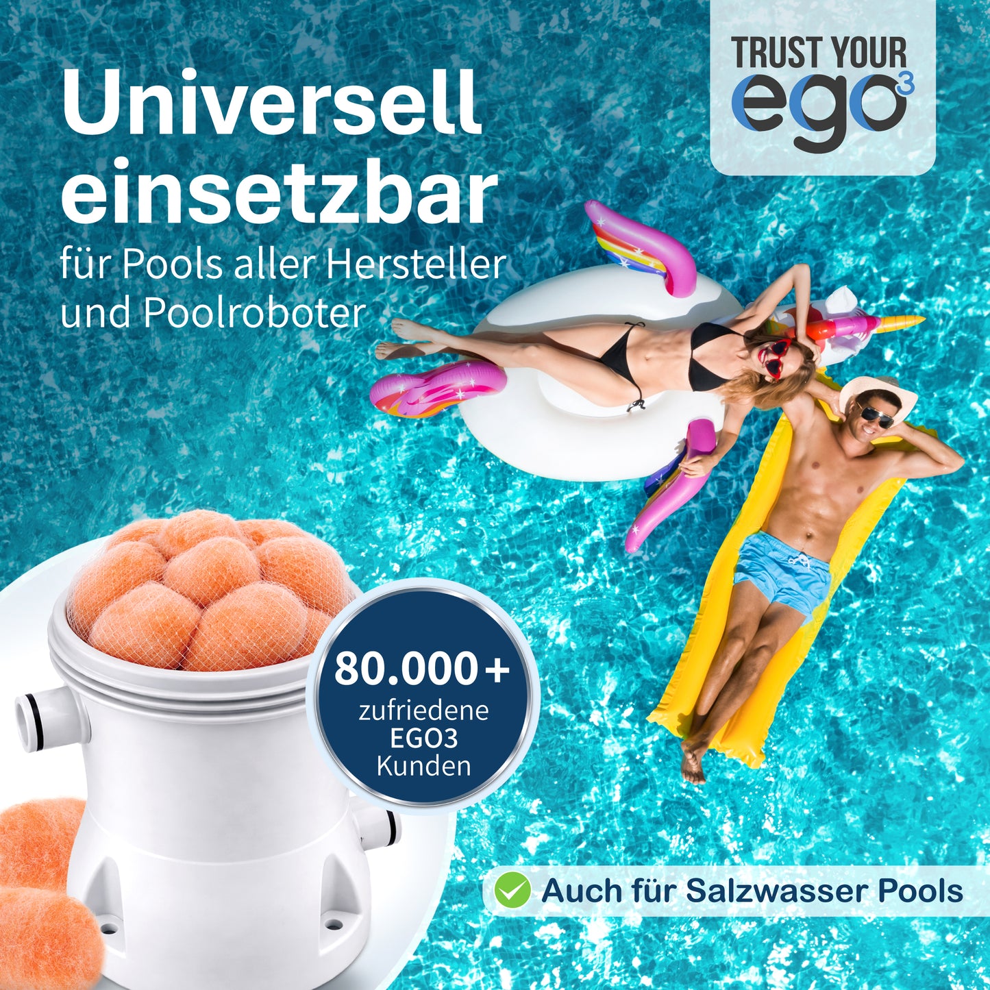 Pool Premium włókniste kulki filtracyjne (zamiennik wkładów do basenu) w siatce (2x) - samodesynfekujące się