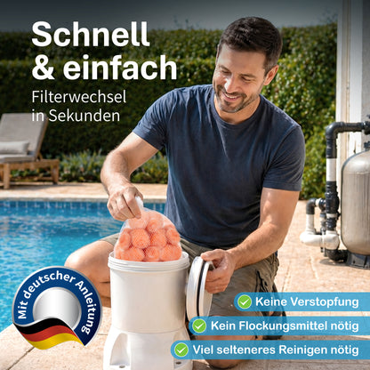 Pool Premium włókniste kulki filtracyjne (zamiennik wkładów do basenu) w siatce (2x) - samodesynfekujące się