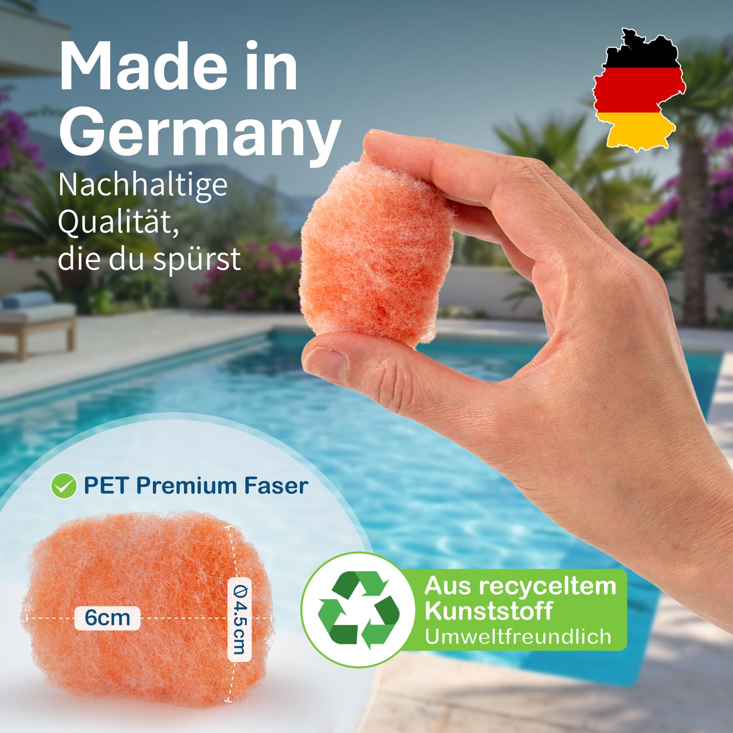 Pool Premium włókniste kulki filtracyjne (zamiennik wkładów do basenu) w siatce (2x) - samodesynfekujące się