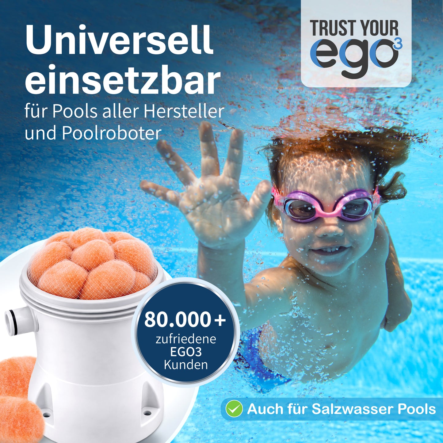 Pool Premium włókniste kulki filtracyjne (zamiennik wkładów do basenu) w siatce (2x) - samodesynfekujące się