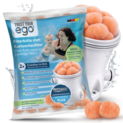 Pool Premium włókniste kulki filtracyjne (zamiennik wkładów do basenu) w siatce (2x) - samodesynfekujące się