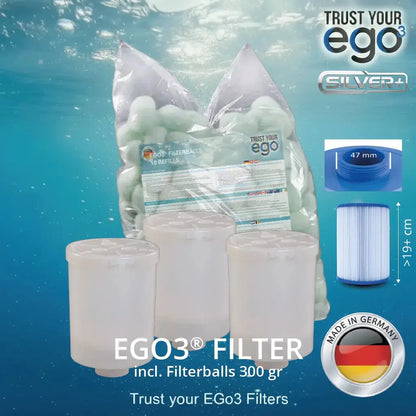 Set 1 - 1 1/2" (ca. 46mm) FEIN Gewinde Filter für Hotspring Spas und andere - inklusive 10 filterballs Füllungen  Komplettset