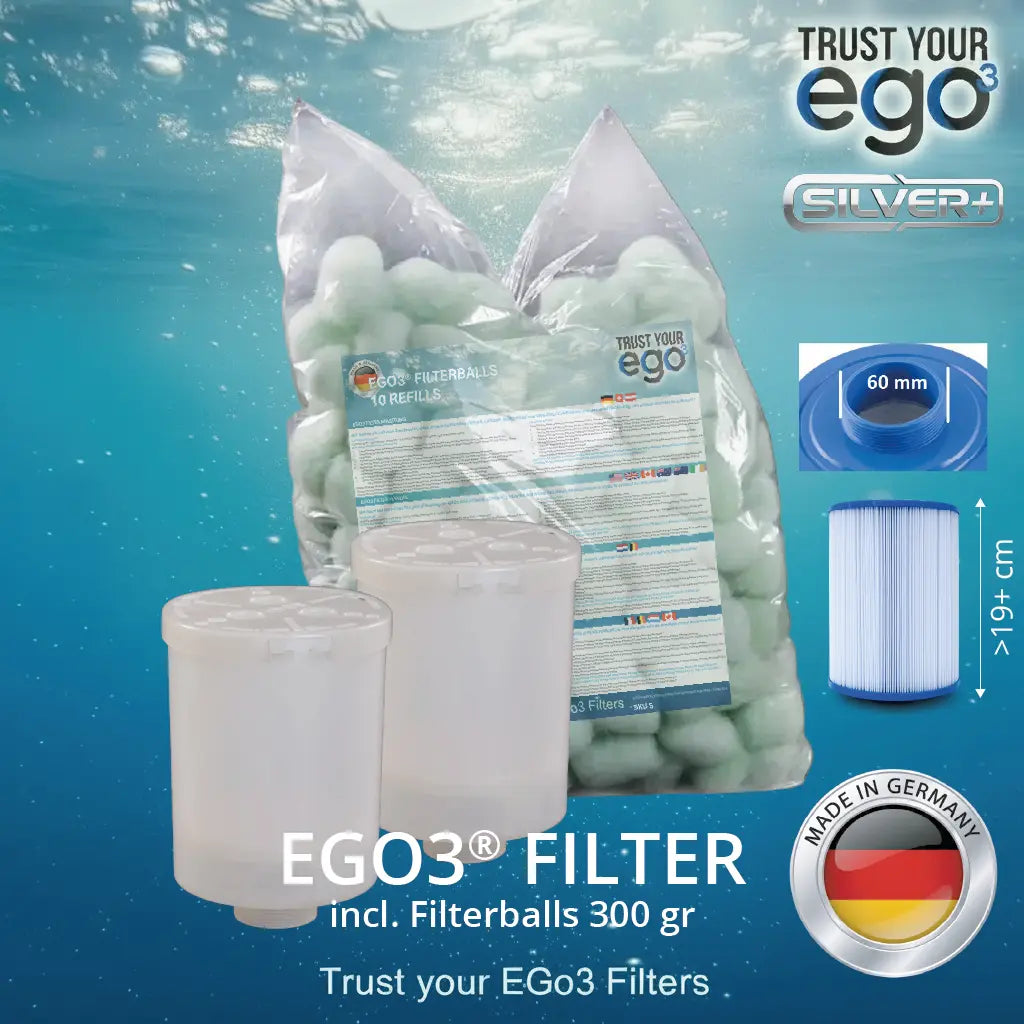 ZESTAW 3 = Drobne gwinty (60mm = 2" ZOLL) filtr do Artesian, Master Spas i innych, w tym 10 wkładów z kulek filtrujących