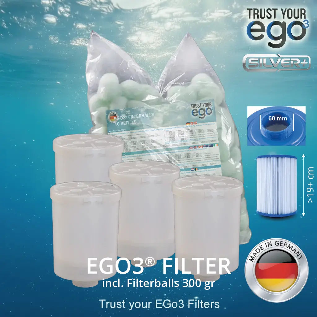 ZESTAW 3 = Drobne gwinty (60mm = 2" ZOLL) filtr do Artesian, Master Spas i innych, w tym 10 wkładów z kulek filtrujących