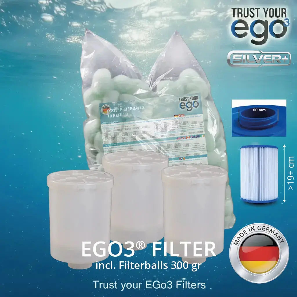 Set 4 JA – 2" (60mm) GROB Gewinde Filter für Jacuzzi inklusive 10 Filterballs Füllungen  Komplettset