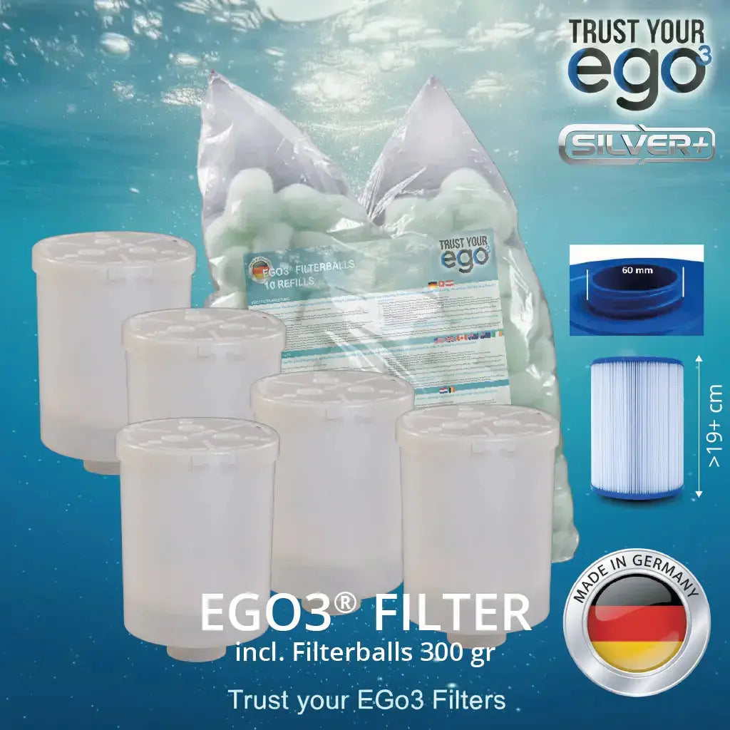 Set 4 JA – 2" (60mm) GROB Gewinde Filter für Jacuzzi inklusive 10 Filterballs Füllungen  Komplettset